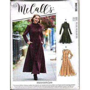 McCalls M8156 Misses 16 to 24 Fitted and Flared Full Length Coat Sewing Pattern